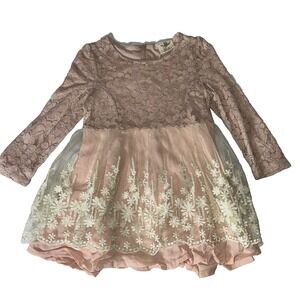 New NWT M. L. Kids Boutique Blush Floral Lace Dress Holiday Party 2T